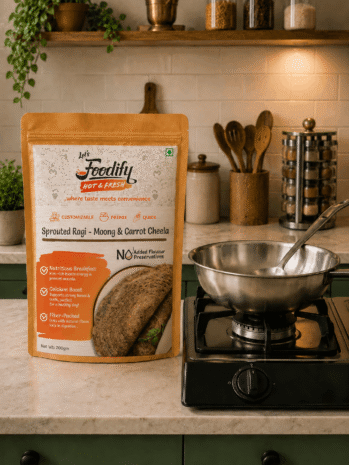 Sprouted Ragi & Carrot Cheela
